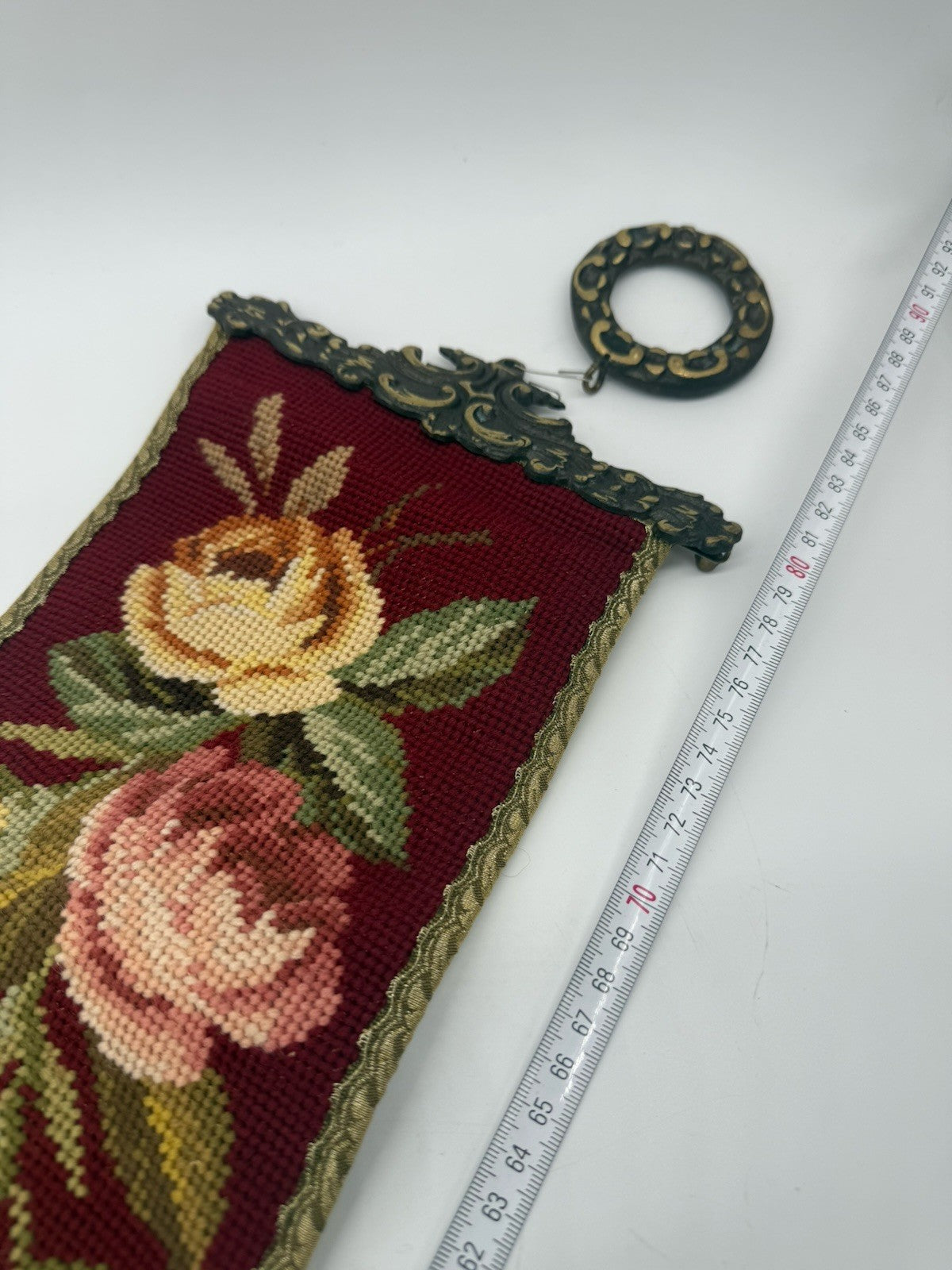 HANDGESTRICKTER KLINGELZUG GLOCKENSTRANG WANDBANDEROLE GLOCKENZUG