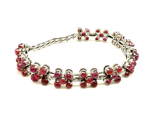 RUBIN ARMBAND SILBER 925 BLUMENARMBAND DAMEN GESCHENK