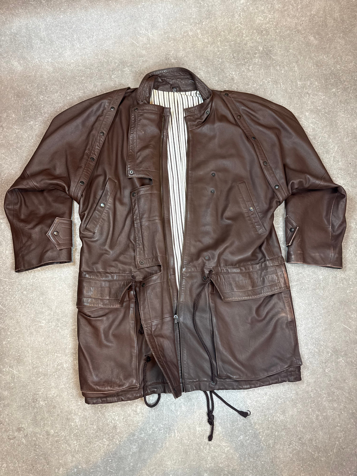 Vintage Echtleder Mantel Braun Damen L Lederjacke Longjacke 80s 90s