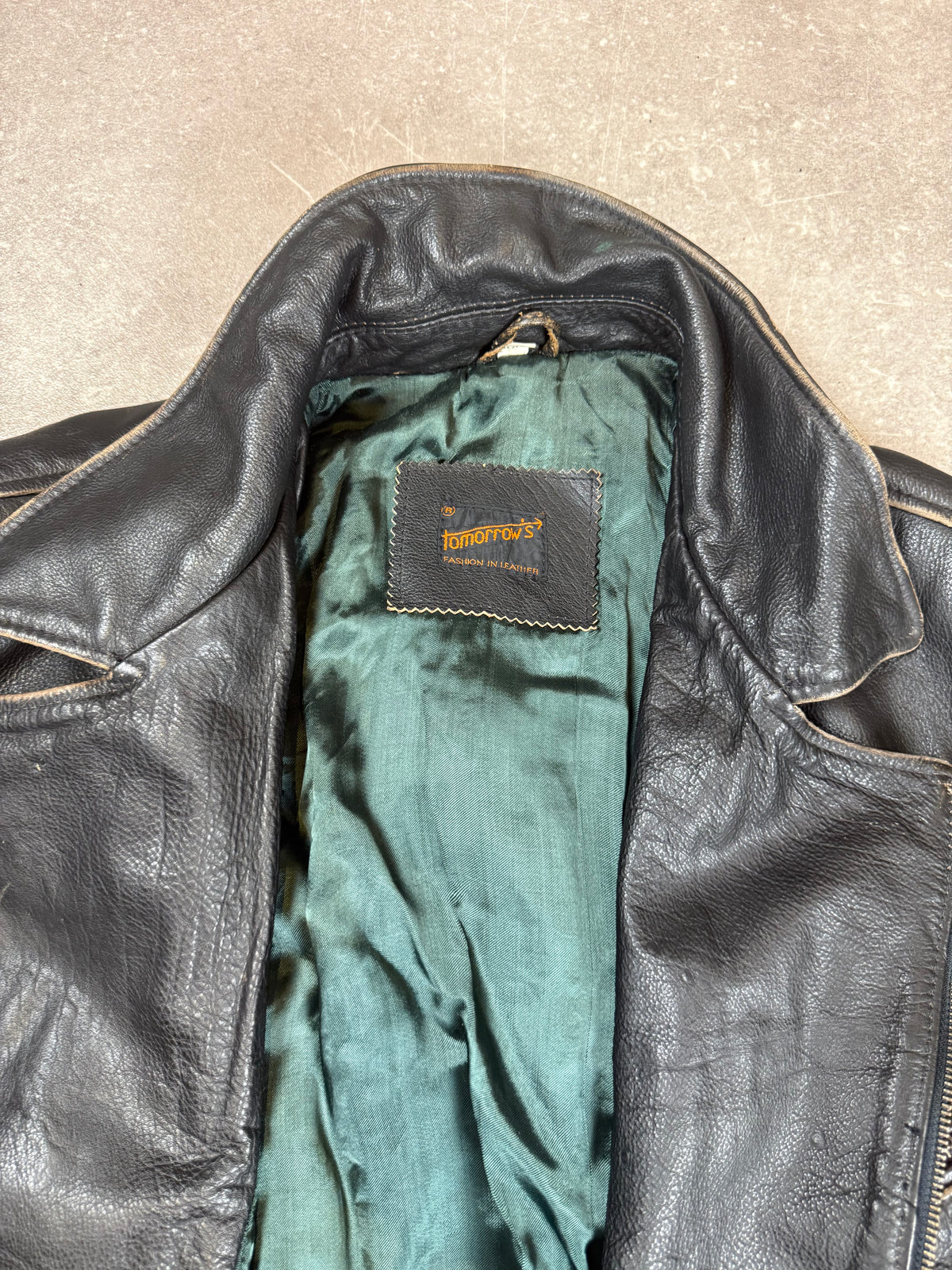 Tomorrow’s Vintage Lederjacke Echtleder Biker Motorrad Schwarz