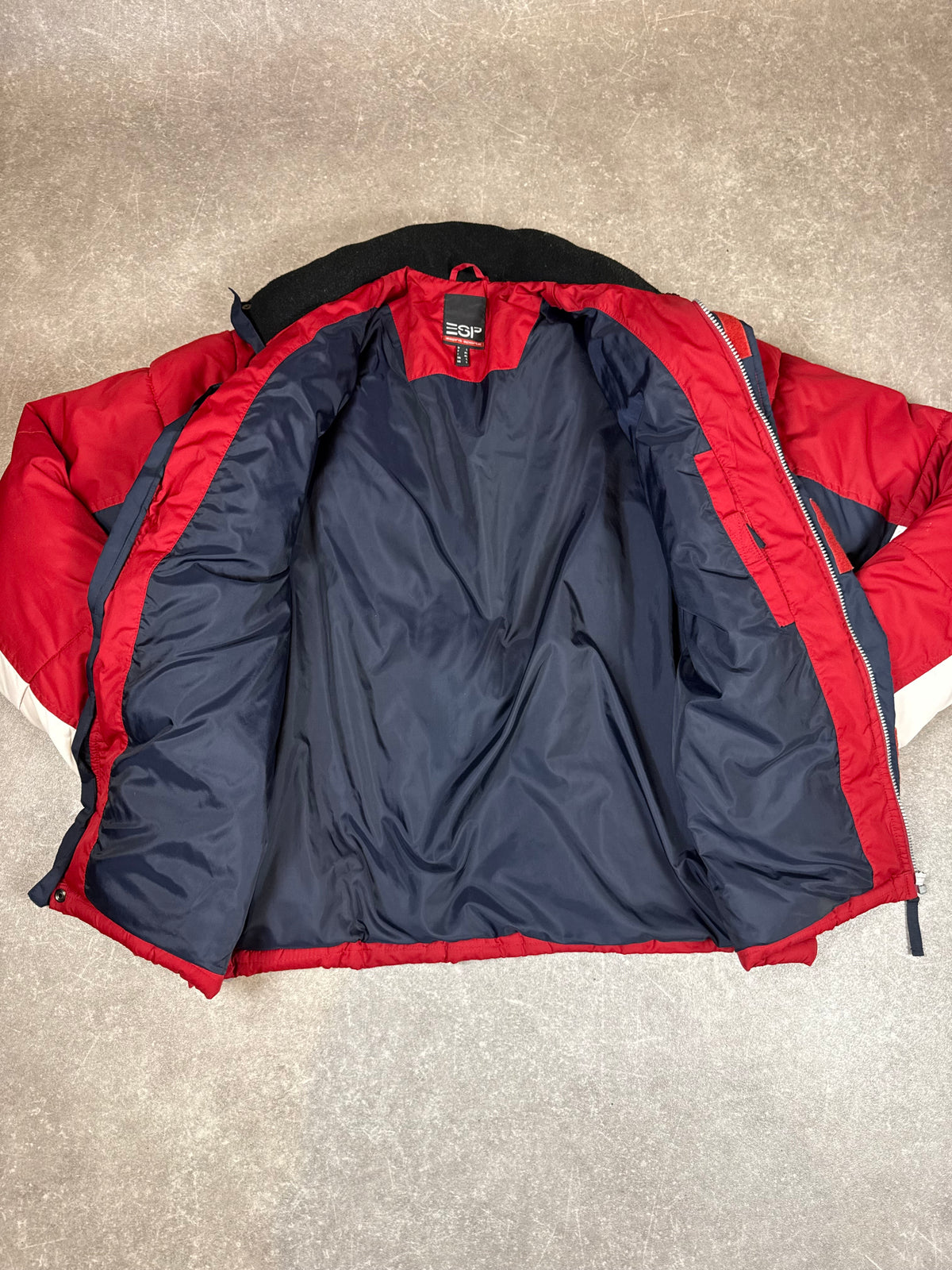 Vintage Esprit Sports ESP 66 Pufferjacke L Rot Weiß Navy – 90er Y2K