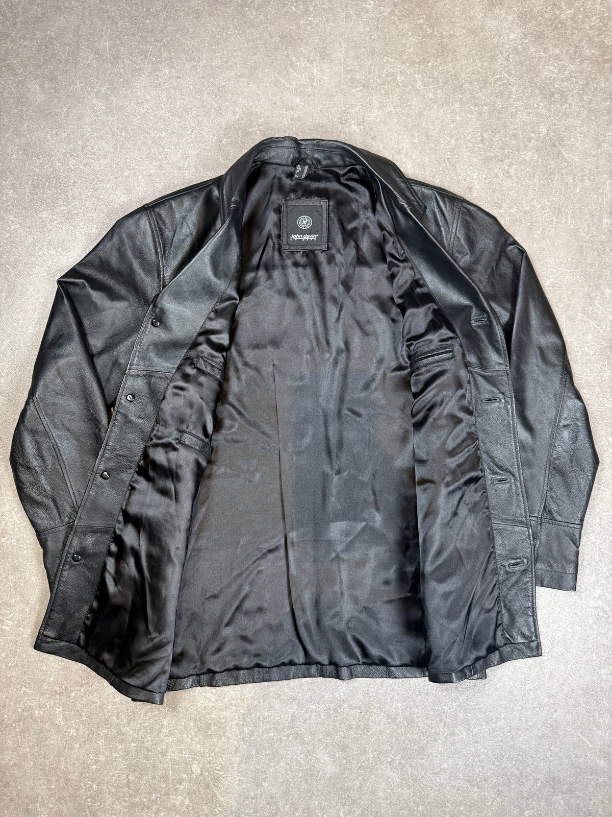 John Devin Vintage Herren Lederjacke Schwarz Gr. 48 Lederblazer