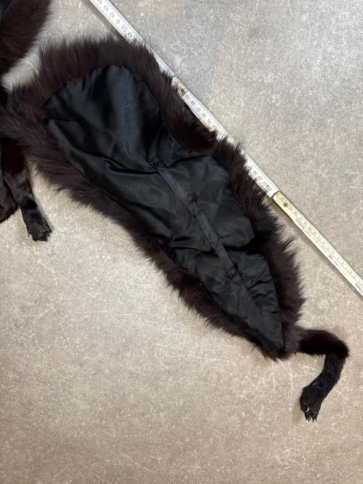 Vintage Silberfuchs Pelzstola Schwarz Echtfell Fuchs Fox Fur mit Pfoten ca. 110 cm