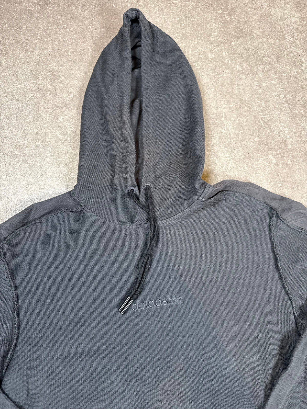Adidas Originals Vintage Hoodie Schwarz Ton-in-Ton Logo Inside Out