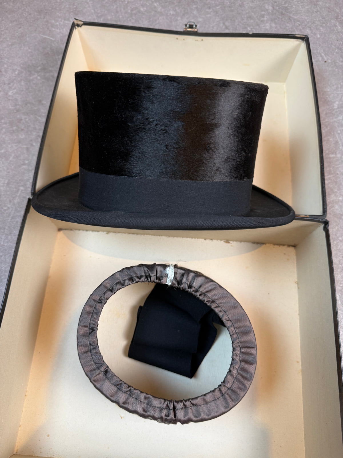 Vintage Seidenzylinder M. Liellem Duisburg Top Hat Herren Zylinder mit Hutkoffer