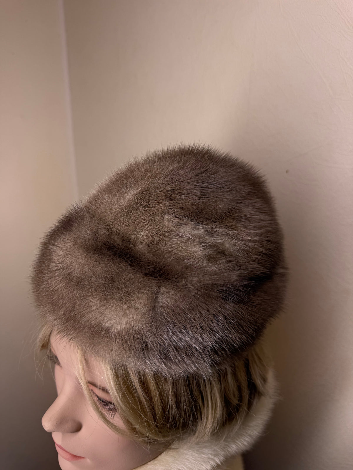 Vintage Nerz Pelzmütze Echtpelz Taupe Braun Russische Wintermütze Damen Luxury Fur Hat