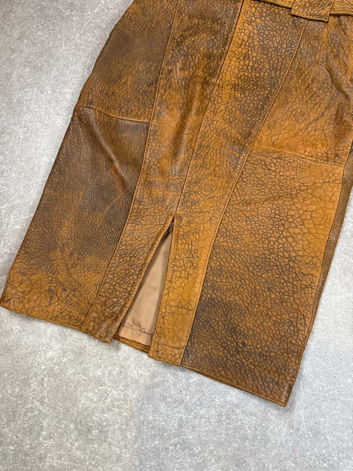 Vintage Lederrock Gr. 34 Braun – Franz Meyer Schlüßlberg Patina Gürtel