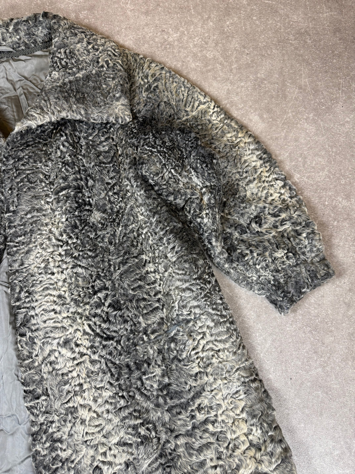 Vintage Persianer Pelzmantel Damen Grau Schwarz