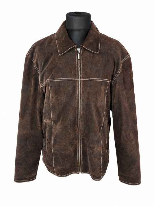 Angelo Litrico Wildlederjacke Herren M Braun Echtleder Vintage Übergangsjacke
