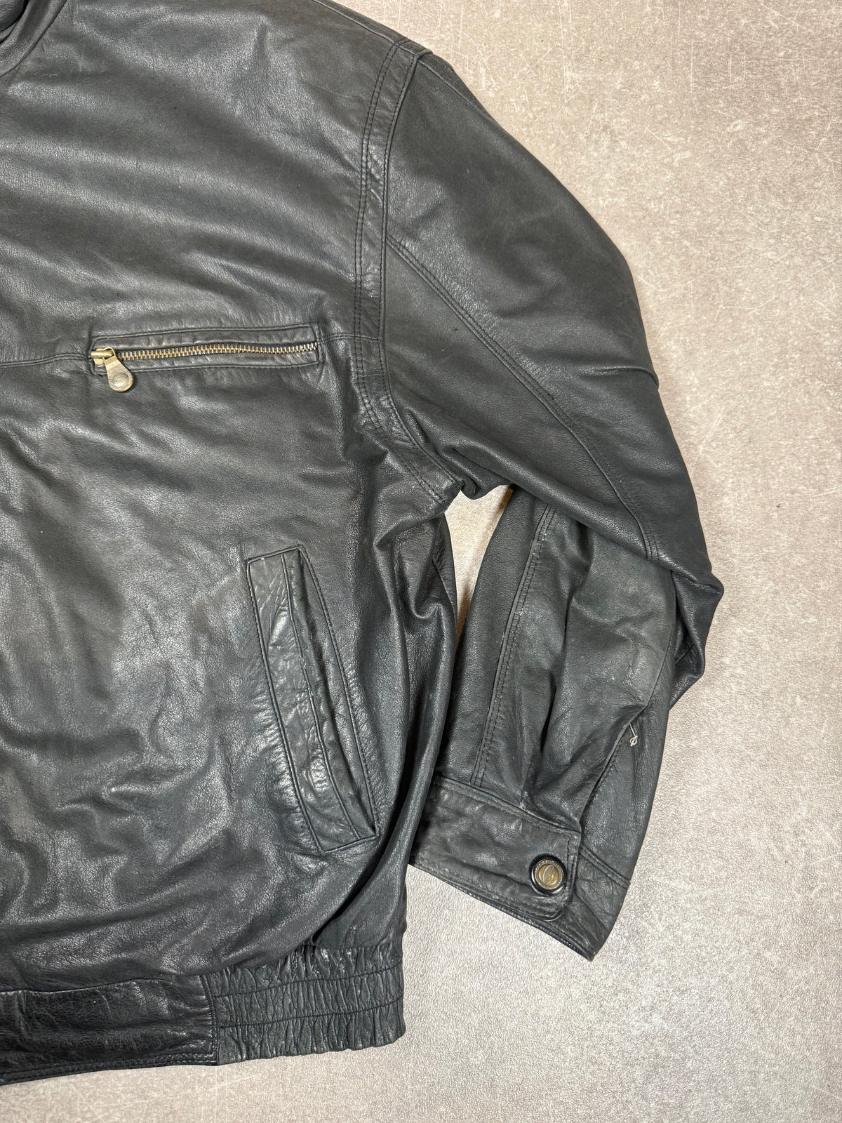 TRAPPER Vintage Herren Lederjacke Schwarz Gr. 54 Echtleder Blouson