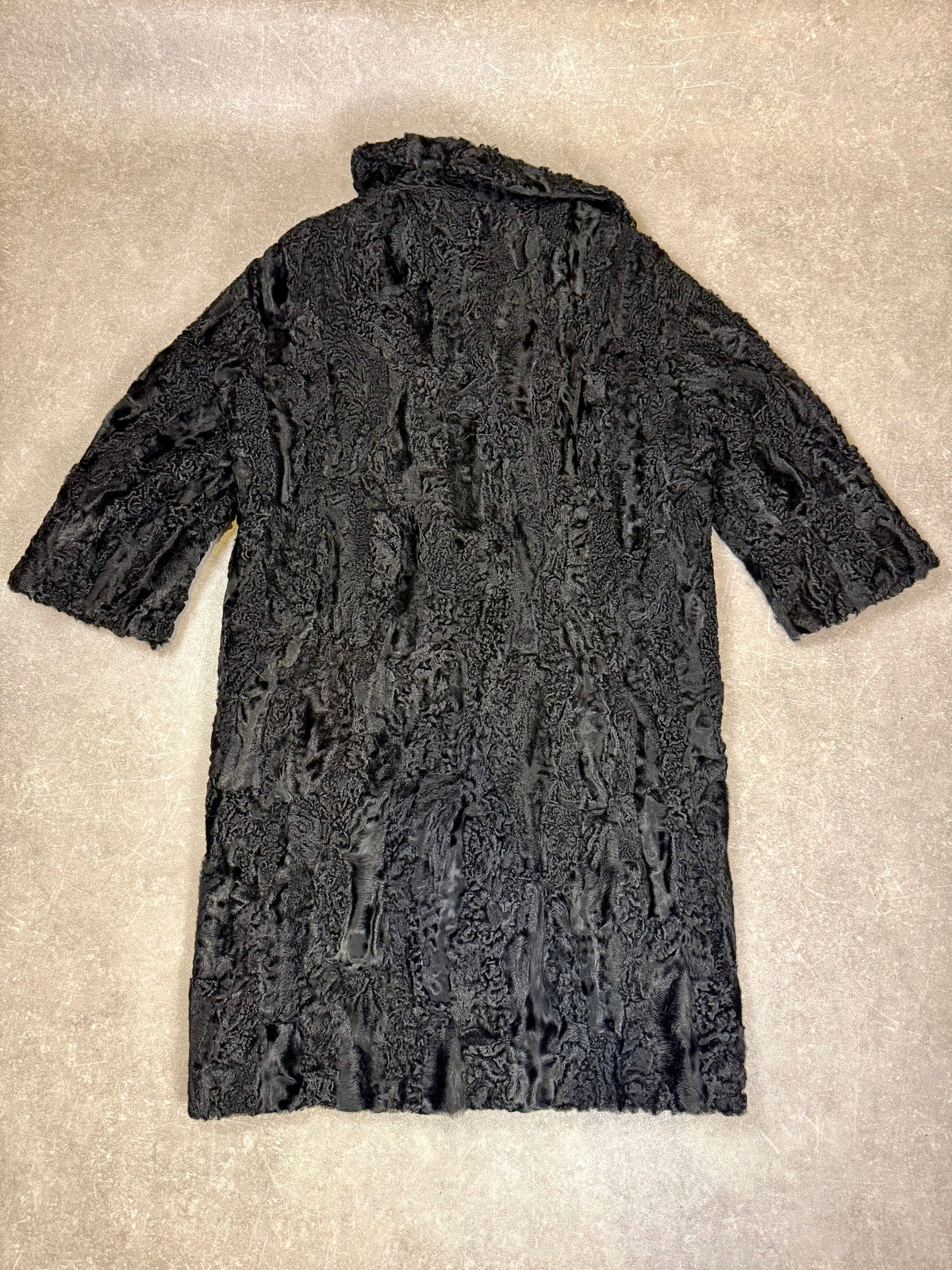 Vintage Persianer Pelzmantel Schwarz Karakul Lammfell Damen Echtpelz Gr. M/L