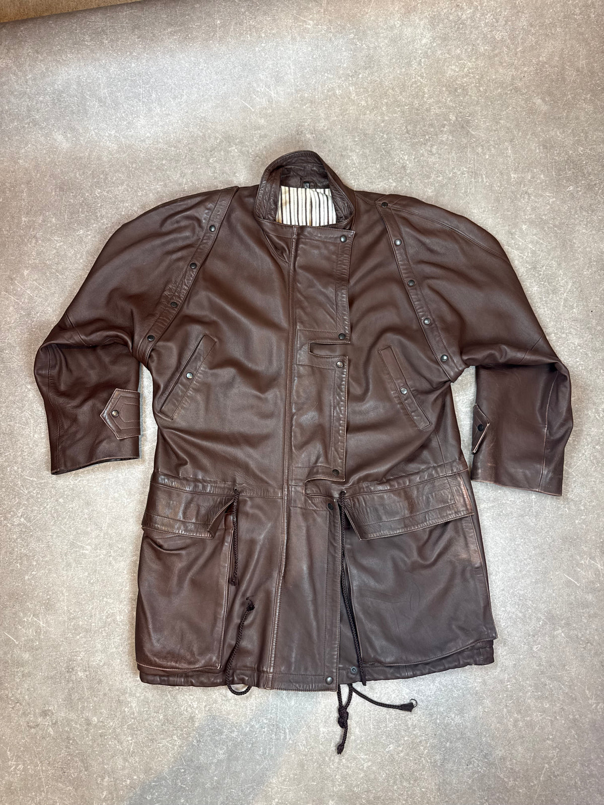 Vintage Echtleder Mantel Braun Damen L Lederjacke Longjacke 80s 90s