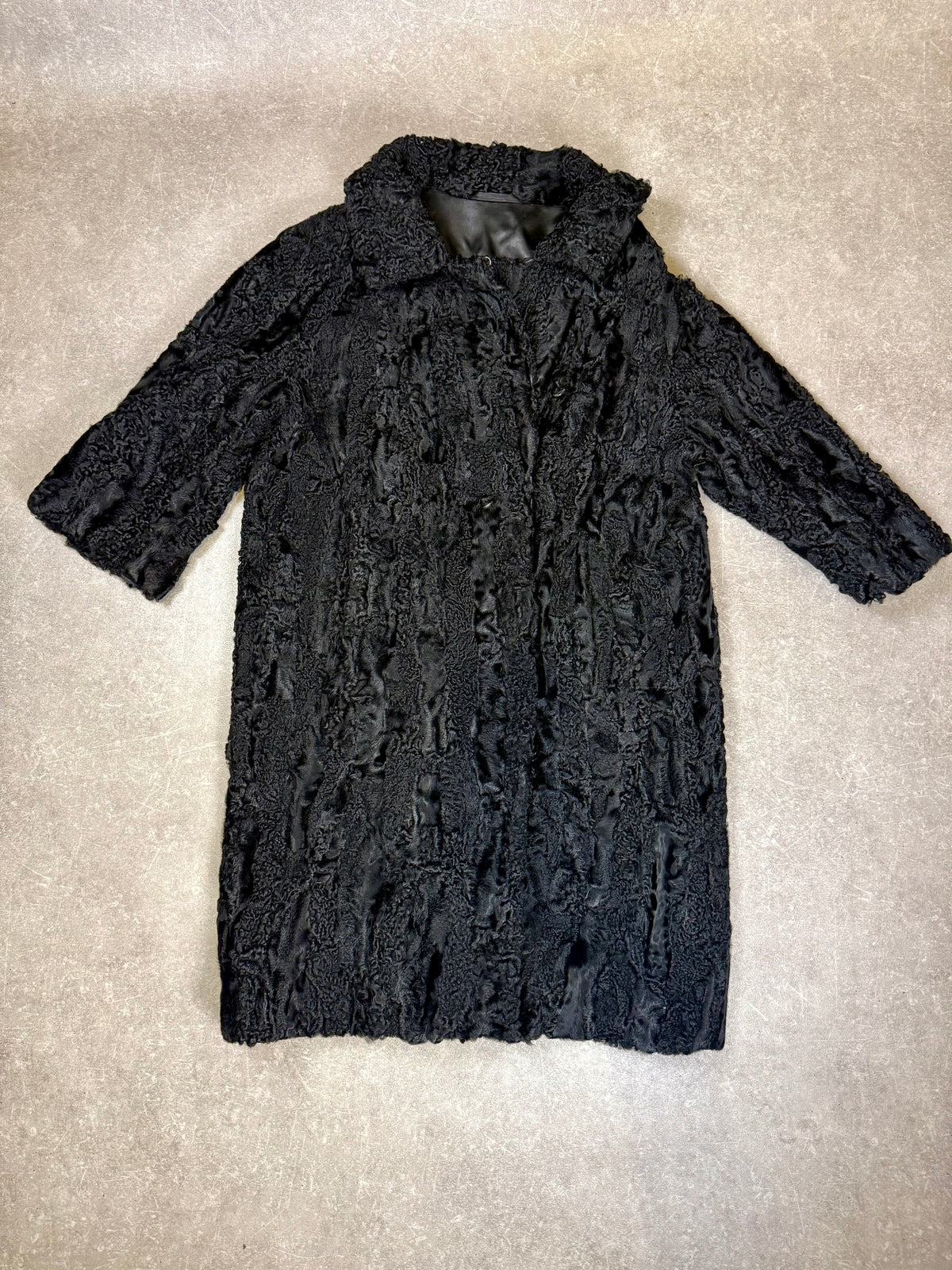 Vintage Persianer Pelzmantel Schwarz Karakul Lammfell Damen Echtpelz Gr. M/L