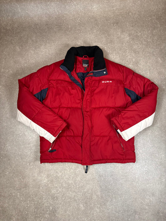Vintage Esprit Sports ESP 66 Pufferjacke L Rot Weiß Navy – 90er Y2K