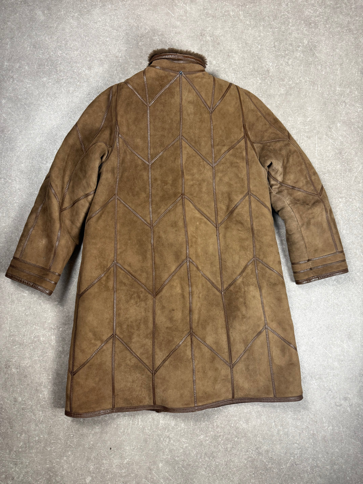 Vintage Damen Lammfellmantel Braun Echtleder Shearling Ledermantel