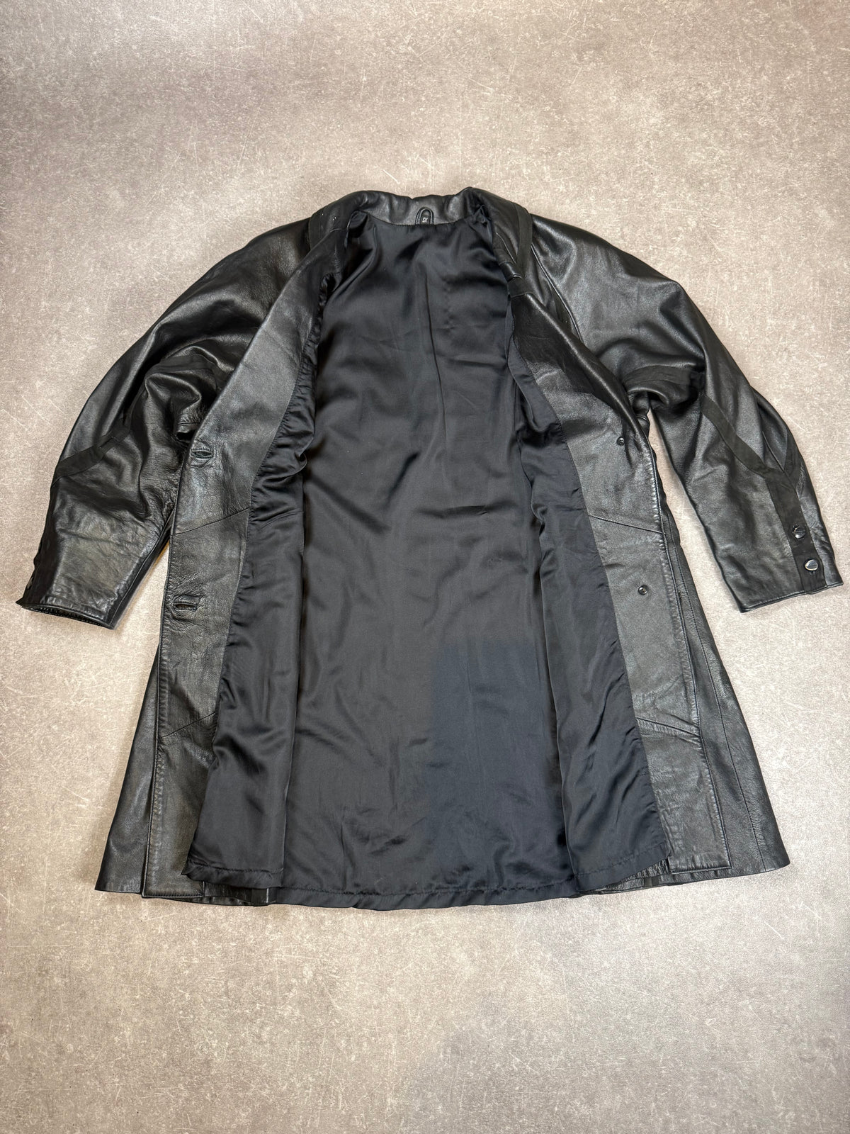 Vintage Damen Ledermantel Schwarz Echtleder Gehrock 90er Jahre