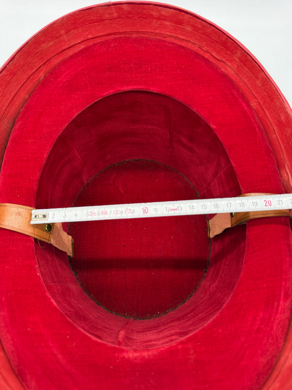Antiker Zylinder Hutkoffer Leder Rot Samt Vintage Hutschachtel Hutbox um 1900