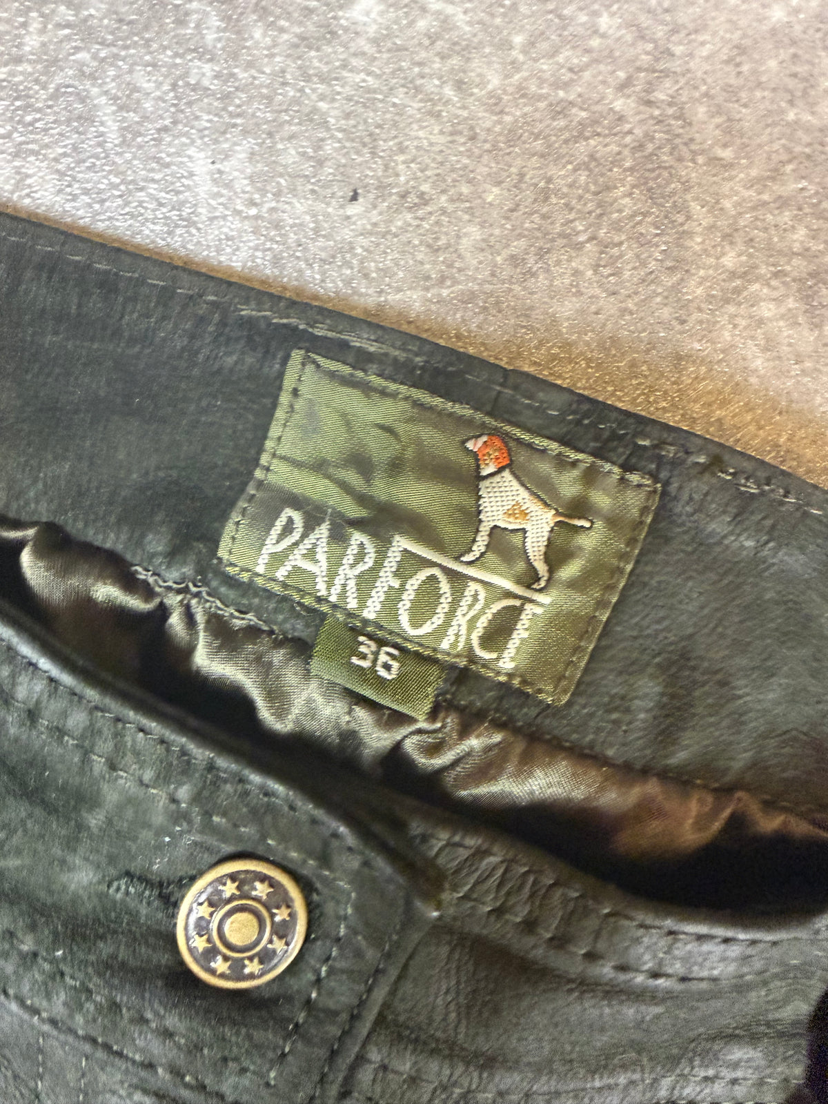 PARFORCE Damen Lederhose Gr. 38 Dunkelgrün Vintage Echtleder