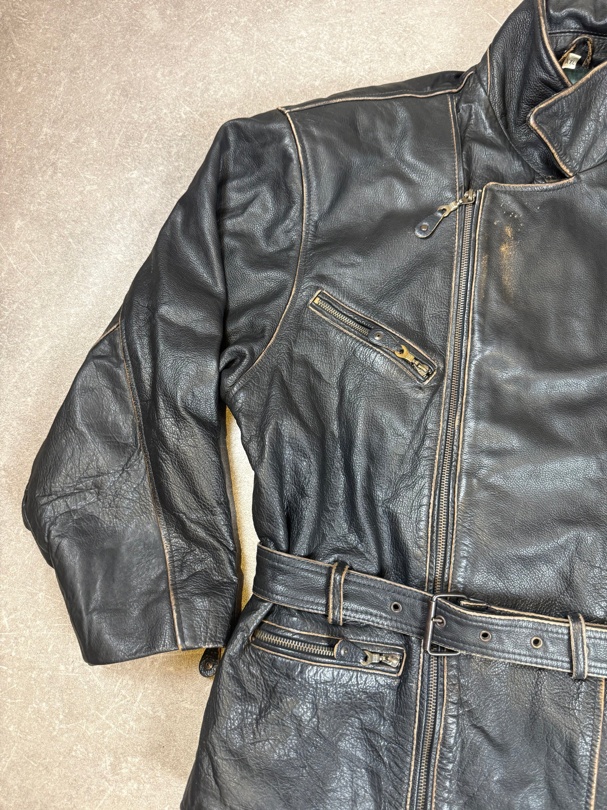 Tomorrow’s Vintage Lederjacke Echtleder Biker Motorrad Schwarz