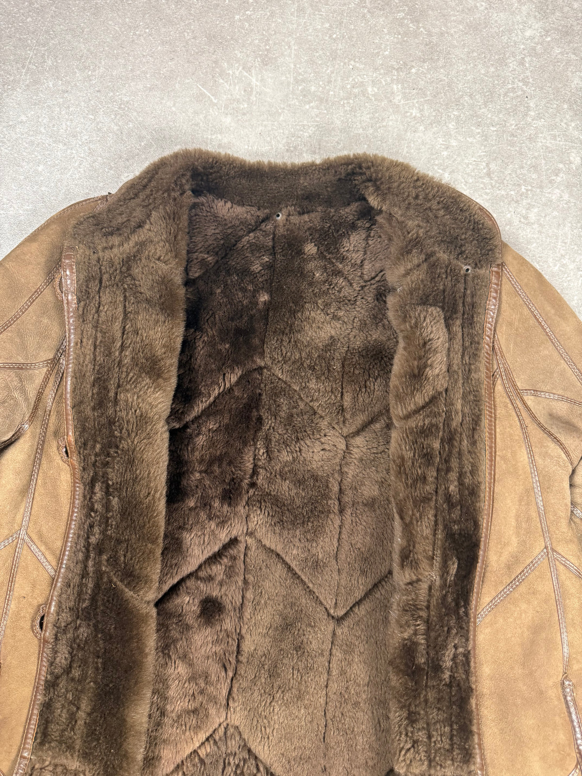 Vintage Damen Lammfellmantel Braun Echtleder Shearling Ledermantel