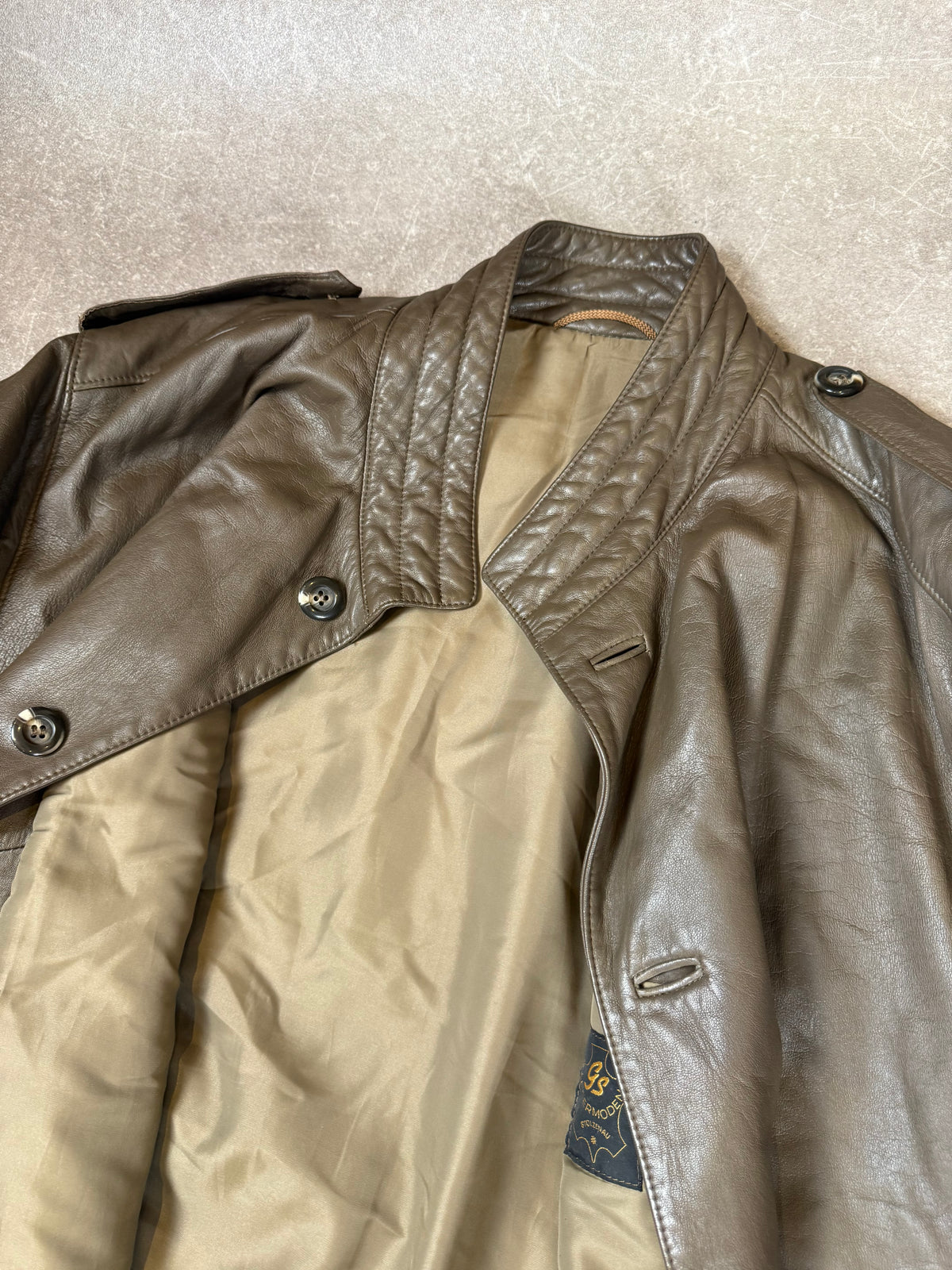 Vintage Herren Ledermantel Braun – GS Herrenmoden Echtleder 70er 80er