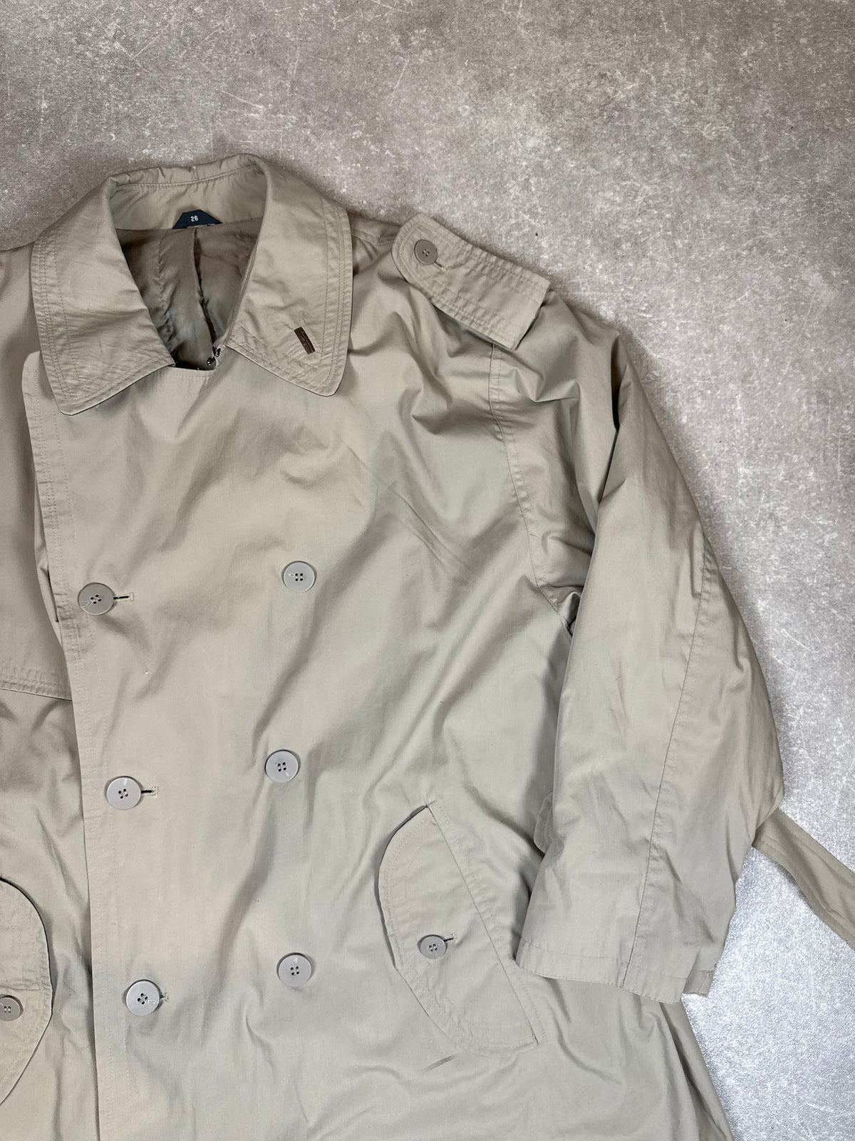 Vintage Herren Trenchcoat Gr. 26 – Beige Mantel mit Gürtel & Warmfutter