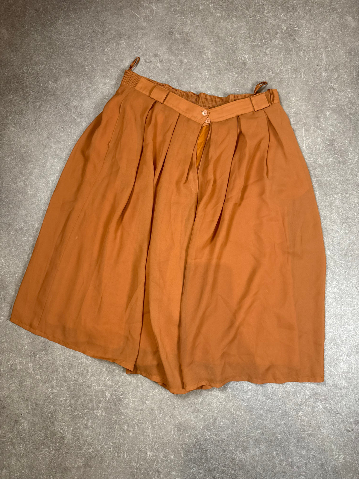 Vintage HIRSCH Culotte Hosenrock Gr. 46 Cognac Braun High Waist
