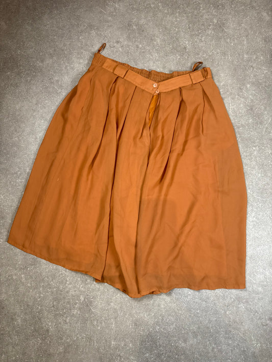 Vintage HIRSCH Culotte Hosenrock Gr. 46 Cognac Braun High Waist