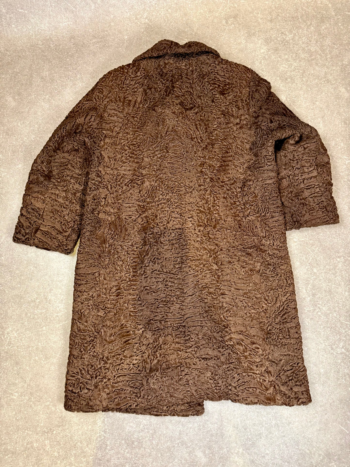 Vintage Persianer Pelzmantel Karakul Lammfell Braun Damen Mantel Echtpelz Gr. L