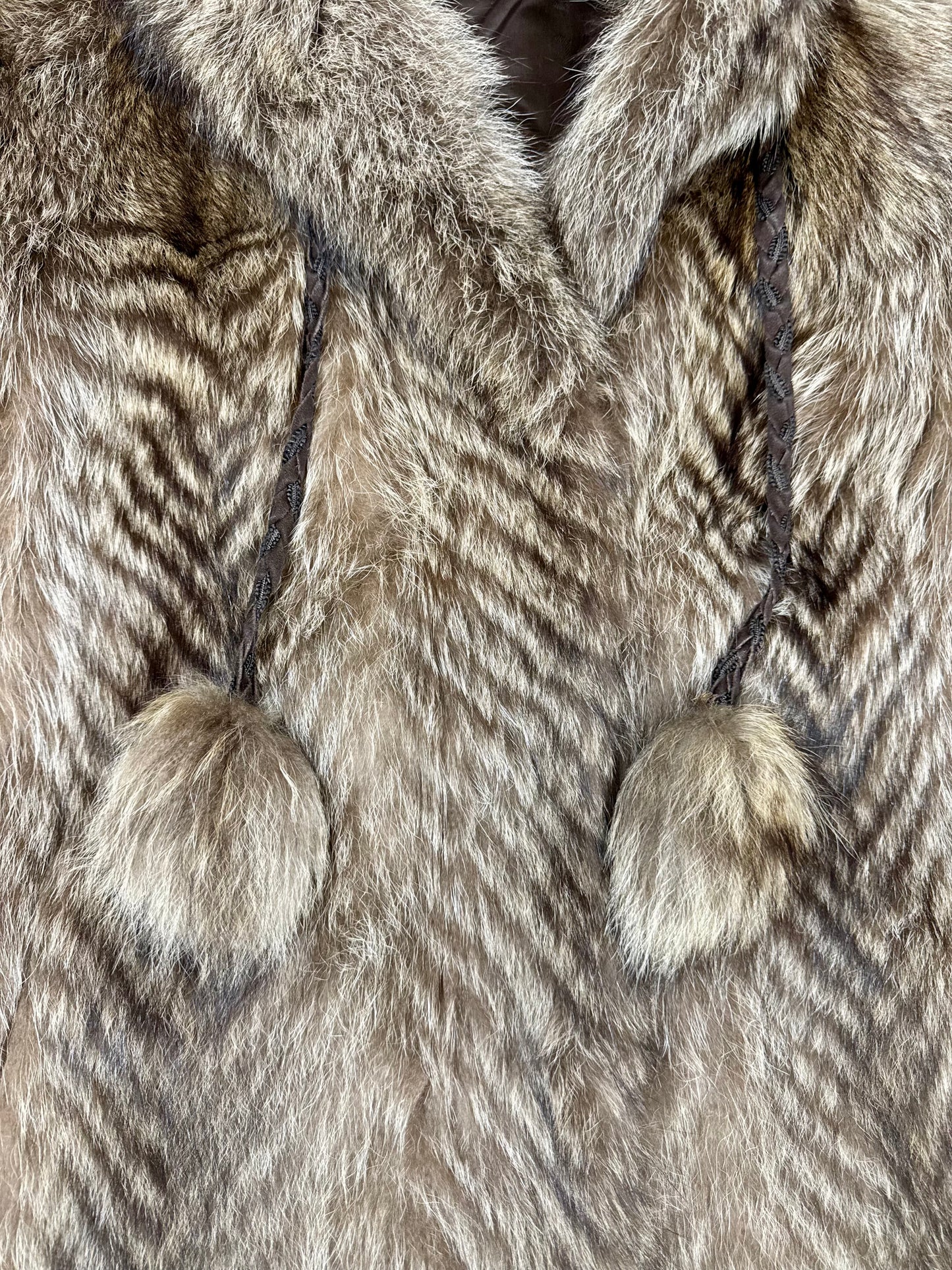 Edle Waschbär Pelzjacke Damen Gr. M 38/40 Braun Vintage Echtpelz Mantel