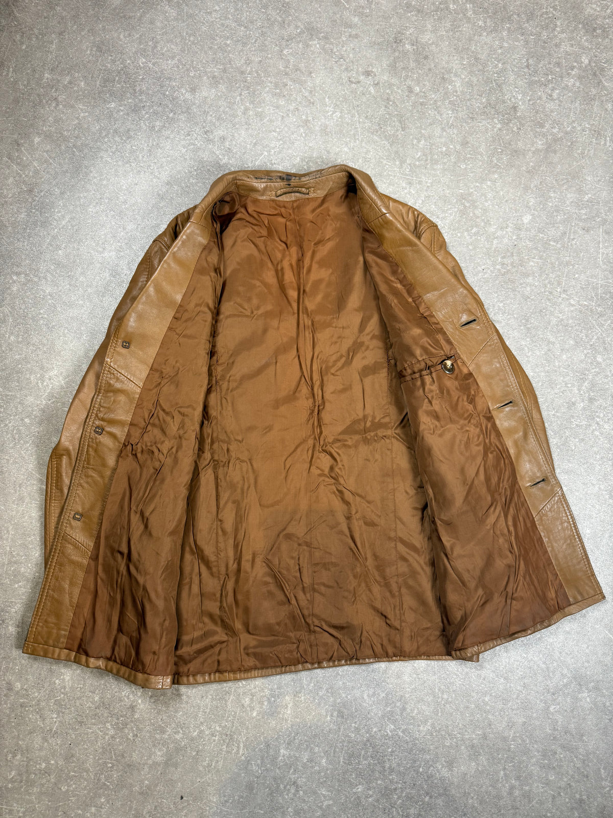 Vintage Herren Lederjacke Braun Cognac Echtleder 70er 80er Lederblazer