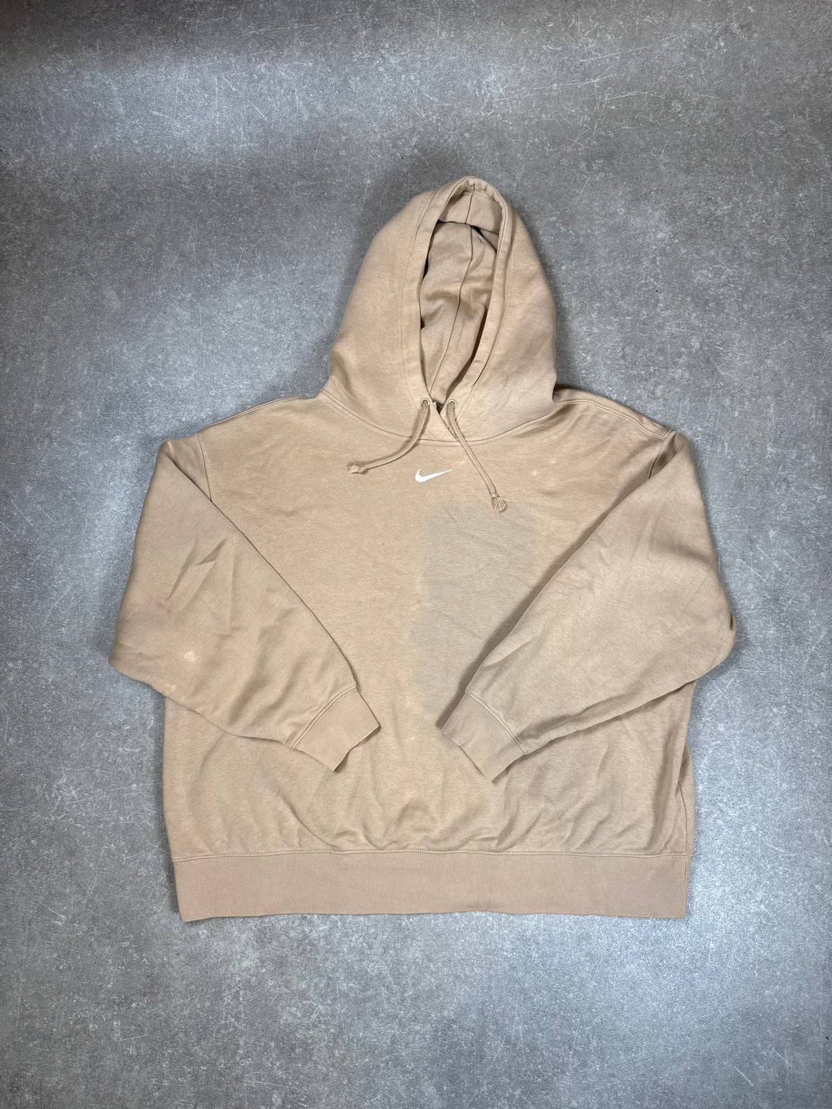 Nike Vintage Hoodie Beige Swoosh Logo Oversize Sweatshirt