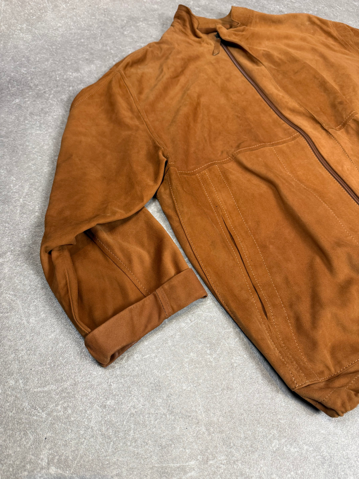 Munper Lederjacke Veloursleder Braun Cognac Vintage Oversize Gr. 50