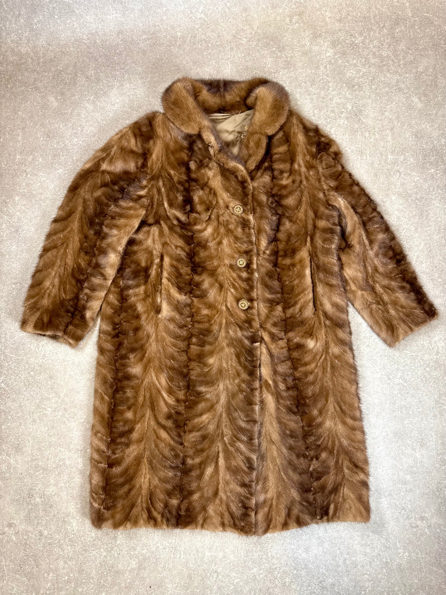 Vintage Samtnerz Nerzmantel Echtpelz Damen Gr. L XL Braun A.H. de Wit Wildervank
