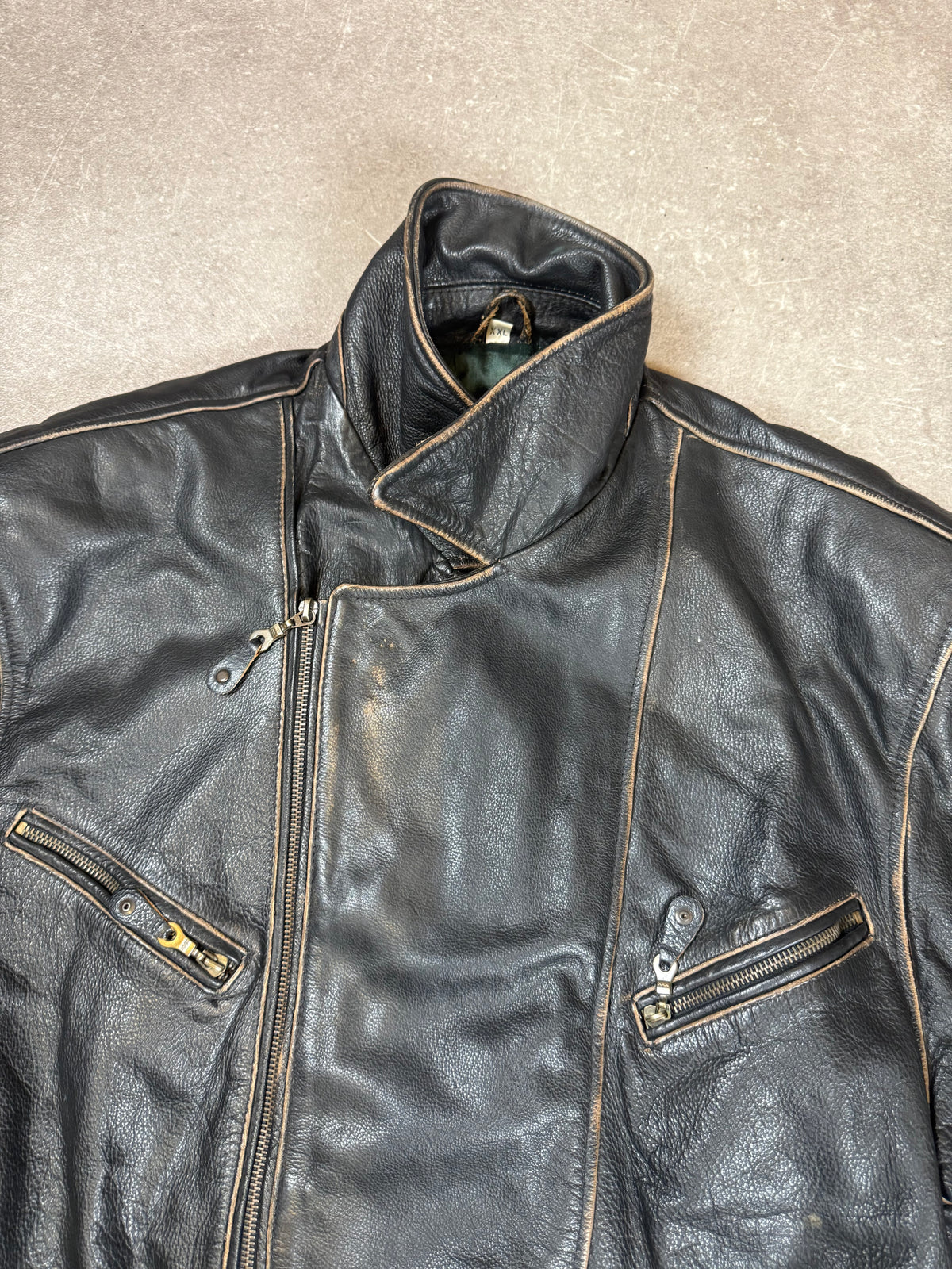 Tomorrow’s Vintage Lederjacke Echtleder Biker Motorrad Schwarz