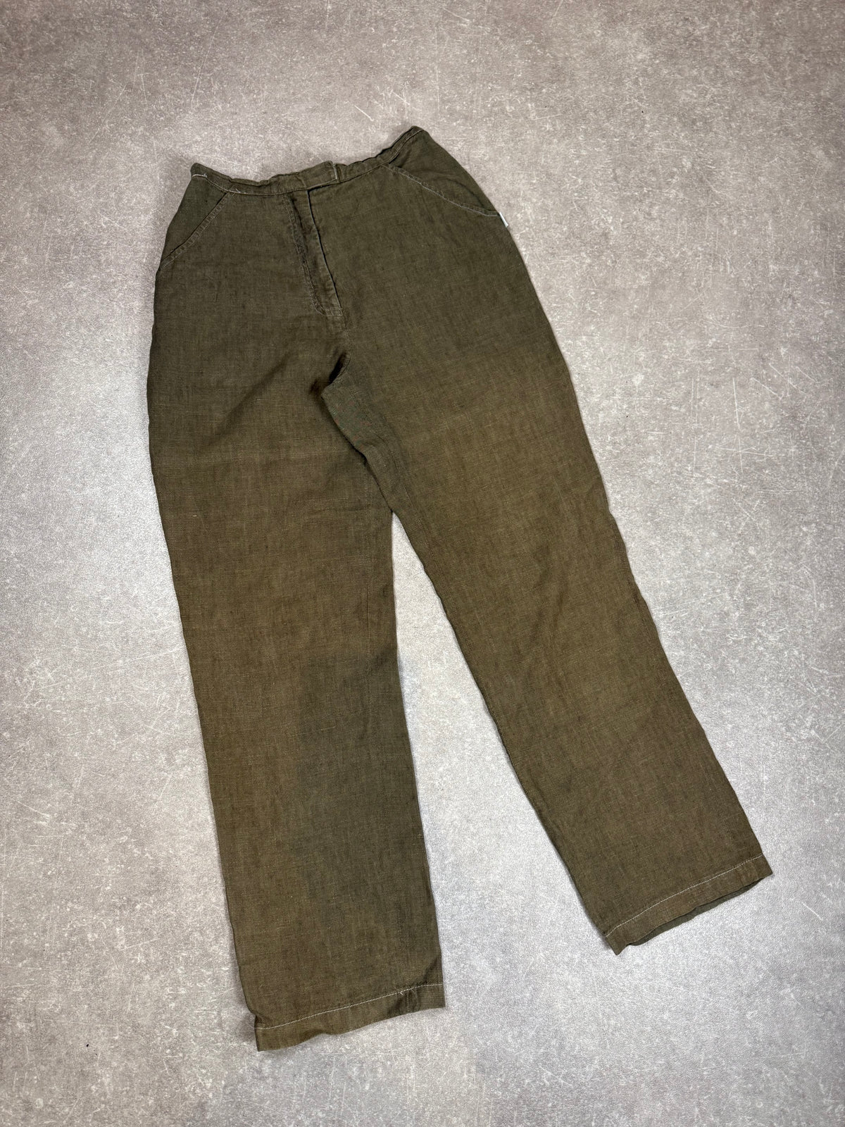 LIVRE Young Concept Damen Leinen Hosenanzug Gr. 40 Vintage Khaki Zweiteiler
