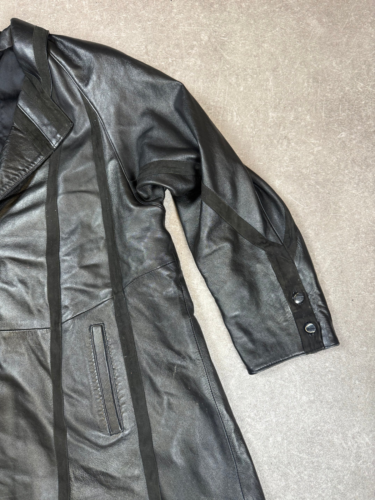 Vintage Damen Ledermantel Schwarz Echtleder Gehrock 90er Jahre
