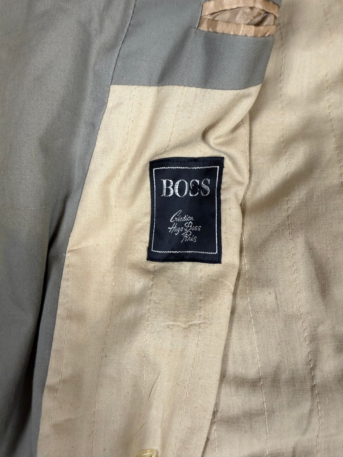 Vintage Hugo Boss Trenchcoat Herren – 80er/90er Jahre Khaki Mantel P&C