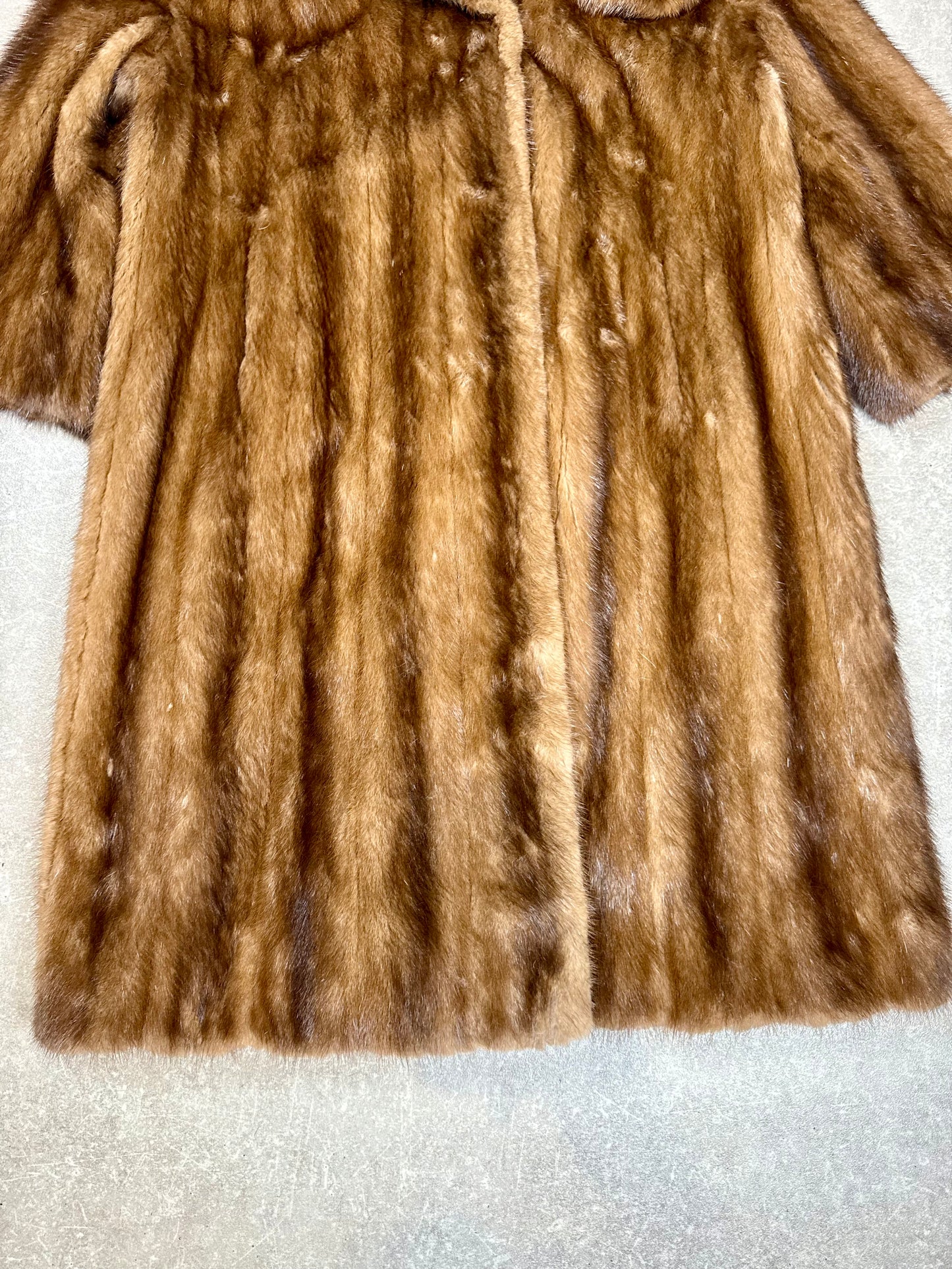 Edler Nerz Pelzmantel Damen Gr. XL 42/44 Braun Echtpelz Vintage Lang Mantel