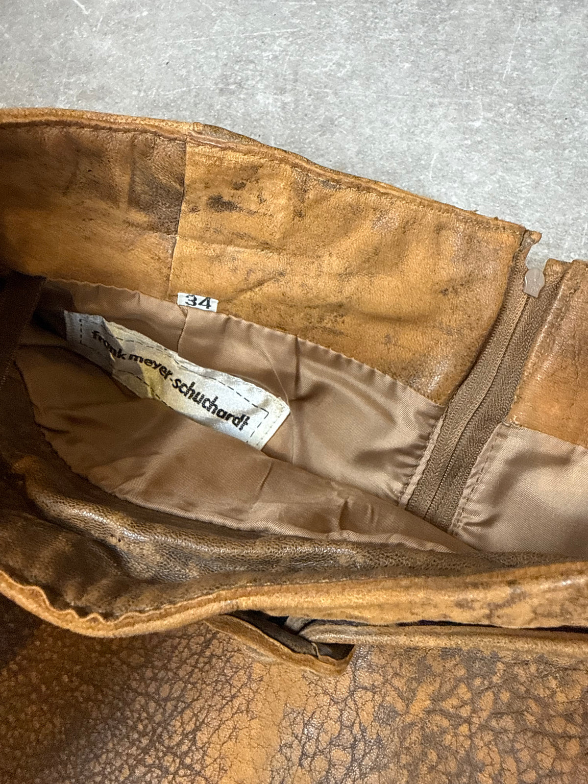 Vintage Lederrock Gr. 34 Braun – Franz Meyer Schlüßlberg Patina Gürtel