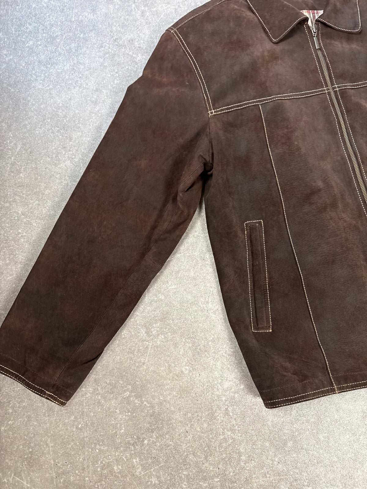 Angelo Litrico Wildlederjacke Herren M Braun Echtleder Vintage Übergangsjacke