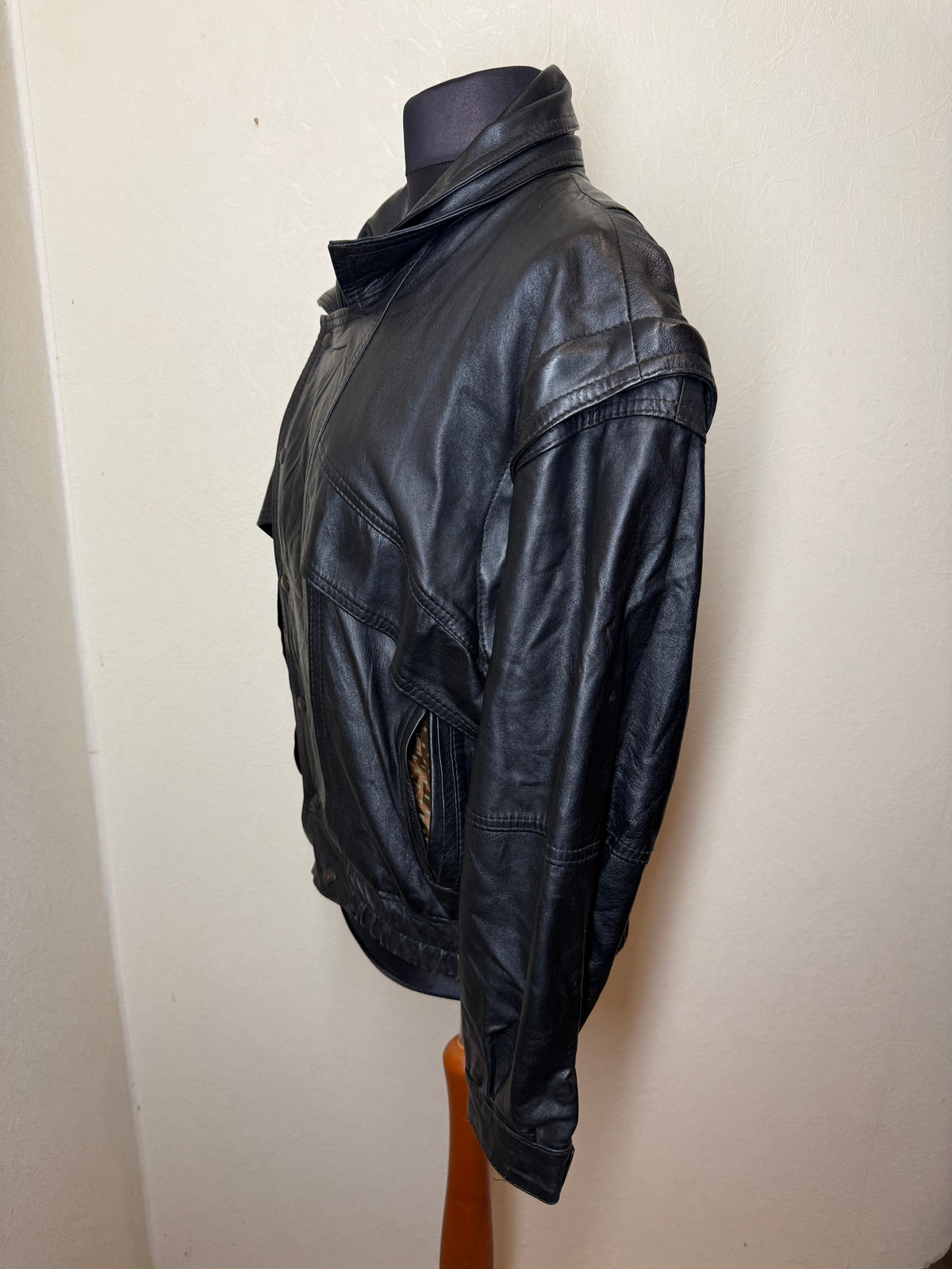 Vintage Vera Lederjacke Schwarz Echtleder 2in1 mit herausnehmbarer Weste Oversize 80er 90er