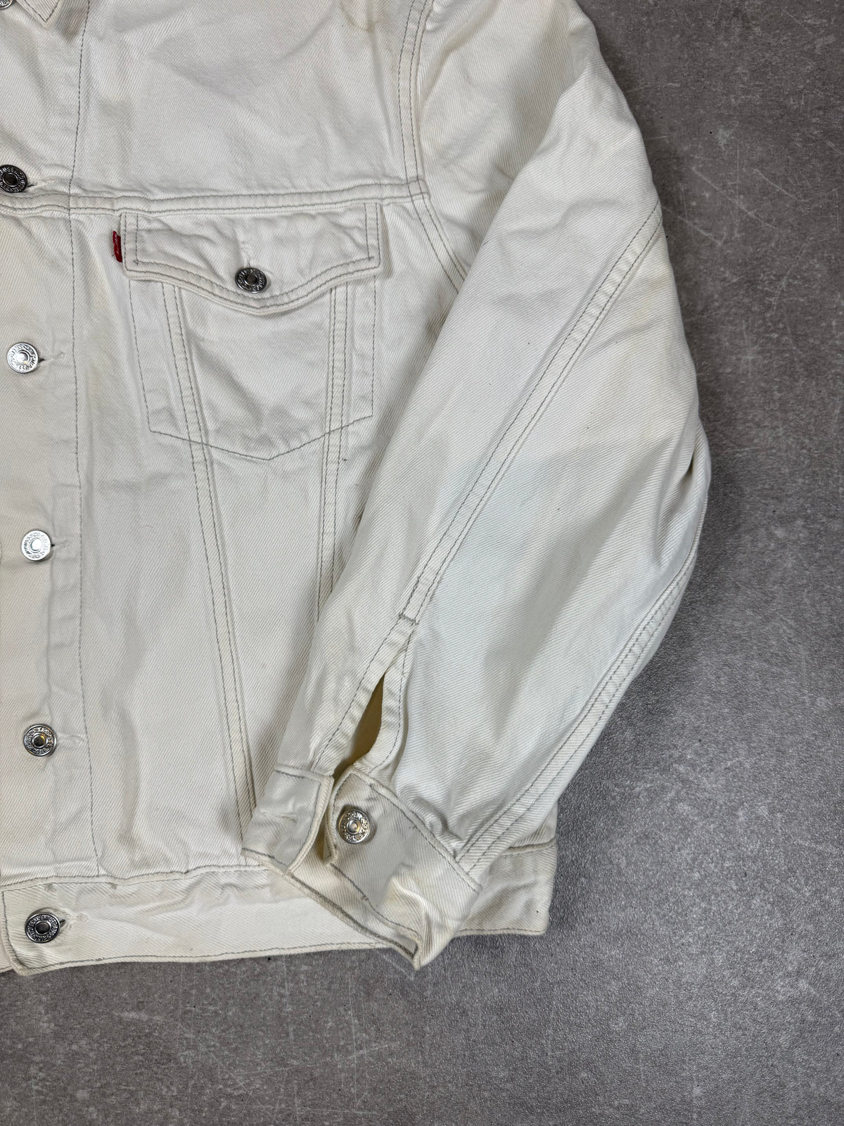 Levi’s Vintage Trucker Jeansjacke Creme Weiß Denim Herren