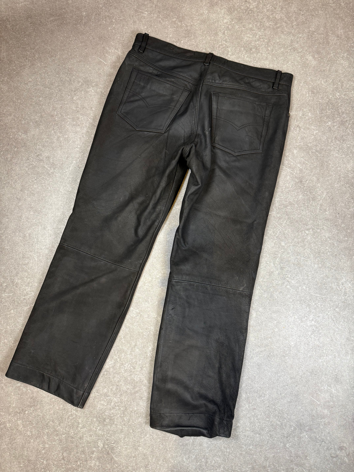 Henson & Henson Damen Lederhose Gr. 38 Schwarz Vintage Echtleder