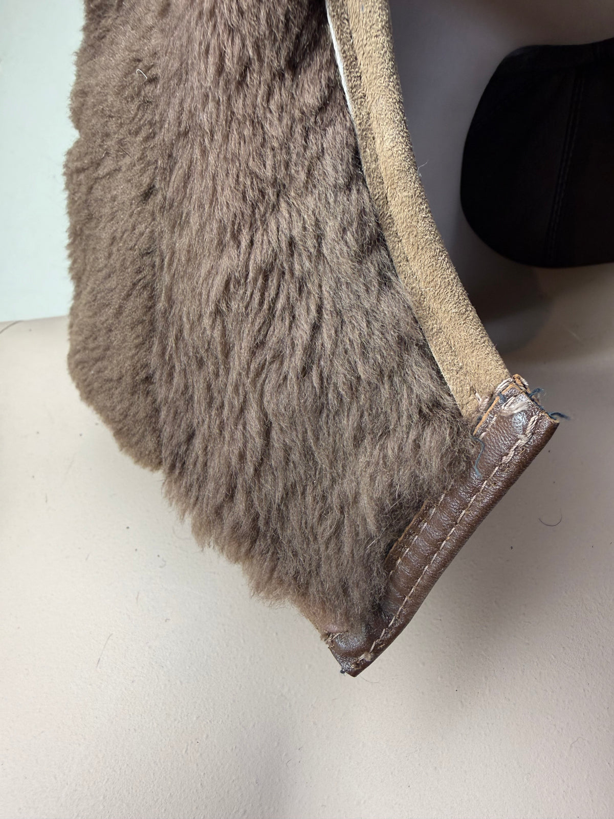 Vintage Lammfell Kapuze Echtfell Shearling Braun Leder Pelzkapuze Abnehmbare Winter Kapuze Unisex