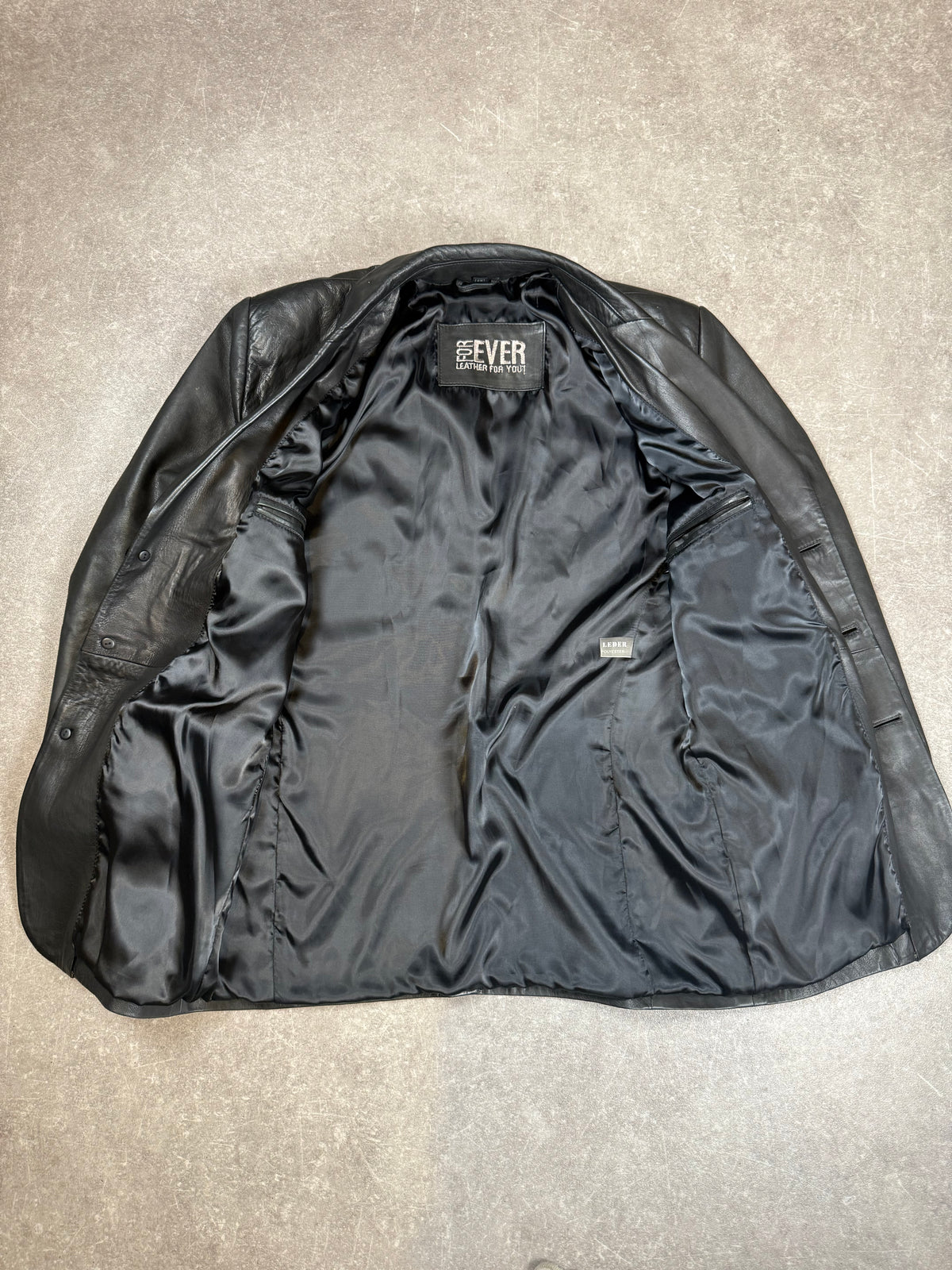 Vintage FOR EVER Herren Lederblazer Schwarz Echtleder Gr. 48 Lederjacke