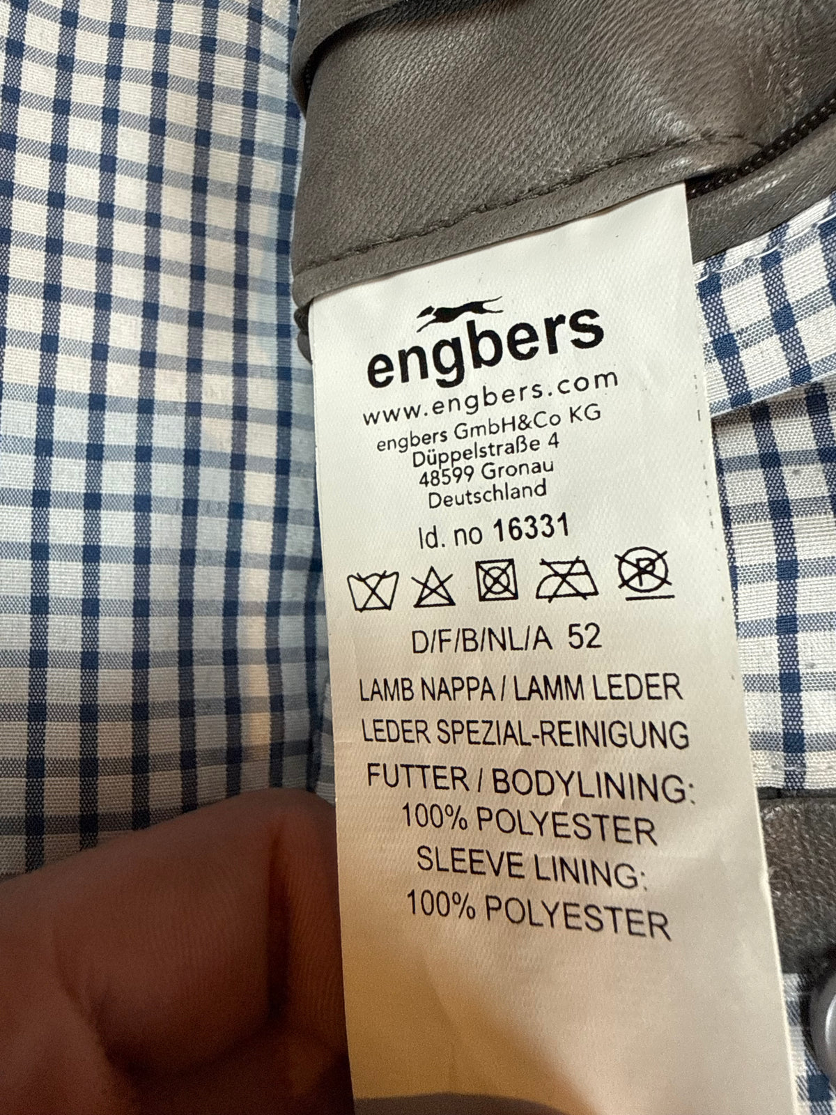 Engbers Lederjacke Herren Gr. 52 Grau Lamm Nappa Biker Übergangsjacke Echtleder