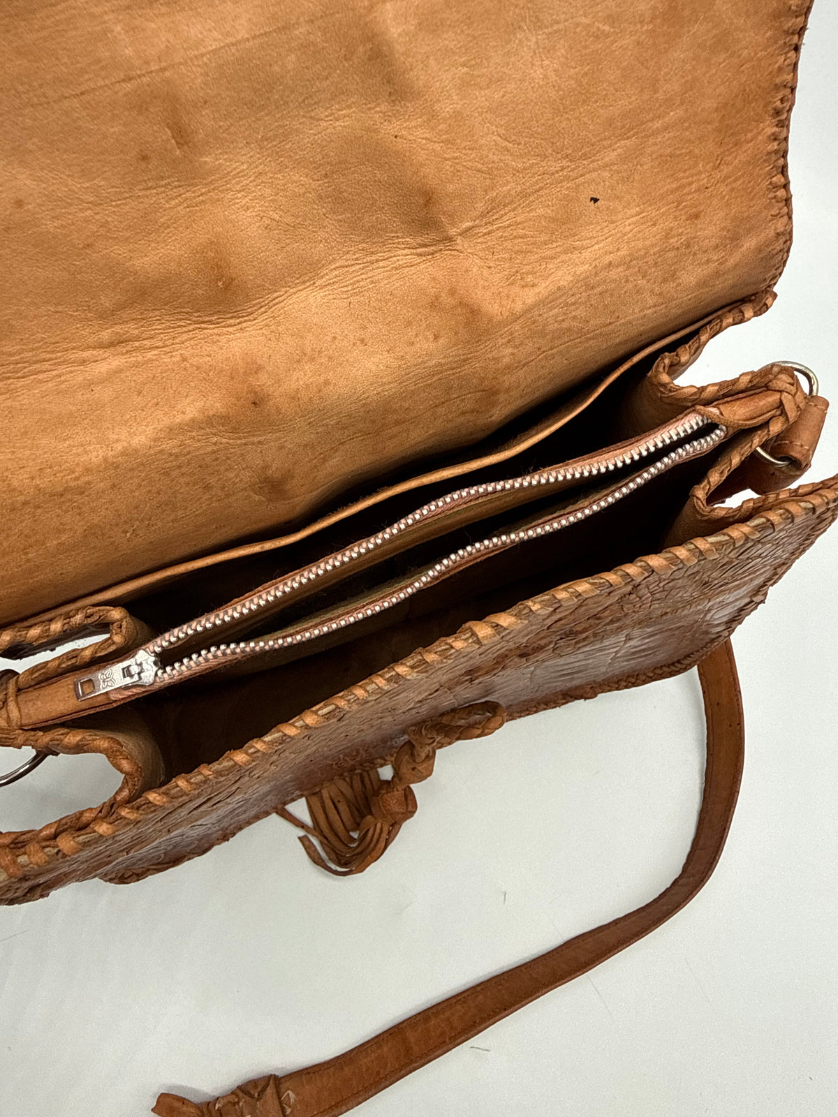Vintage Krokodilleder Schultertasche Braun – Handgefertigte Exotic Leather Bag