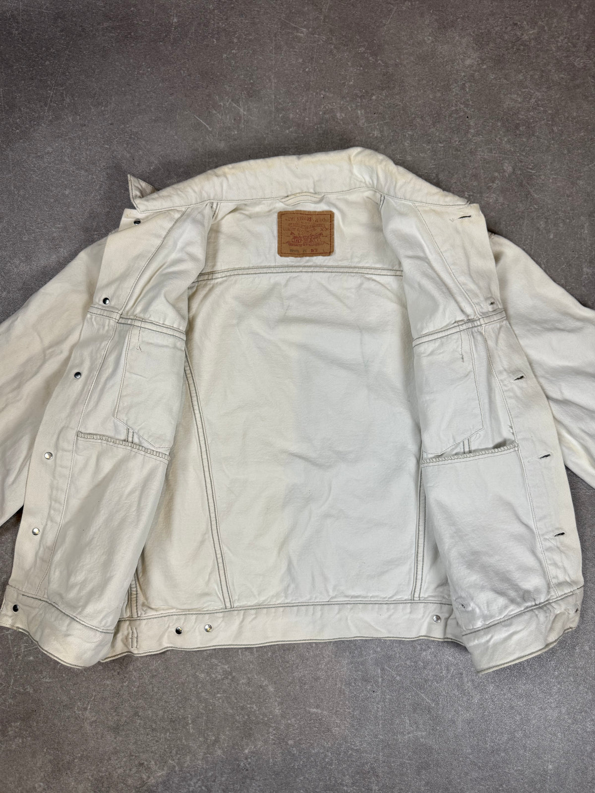 Levi’s Vintage Trucker Jeansjacke Creme Weiß Denim Herren