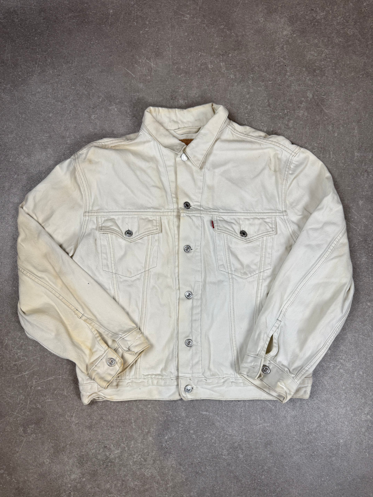 Levi’s Vintage Trucker Jeansjacke Creme Weiß Denim Herren